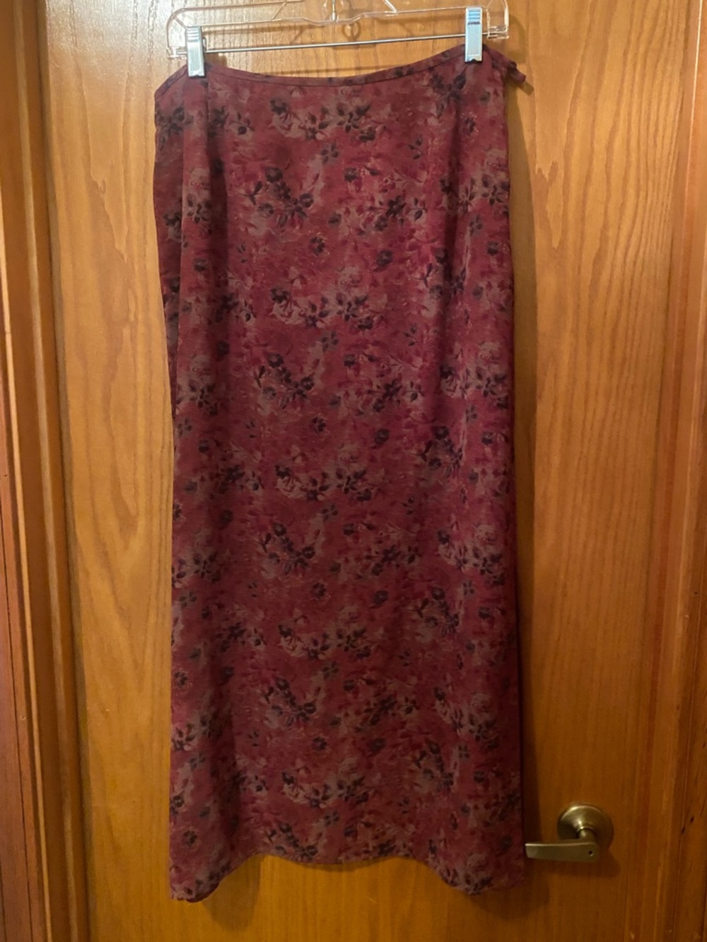 Charter Club Burgundy Floral Lined Midi Skirt